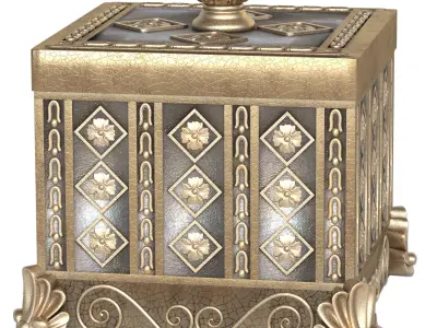 Decorative set 1 three ornate boxes and ornaments 3D model