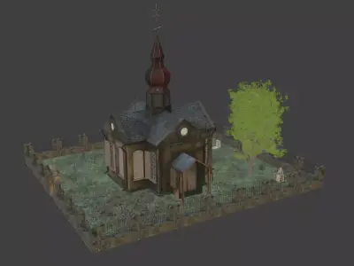 Church old russian witch cemetery 3D model