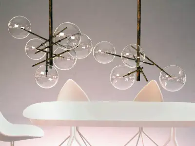 Bolle brass chandelier with glass bubbles hanging from it 3D model