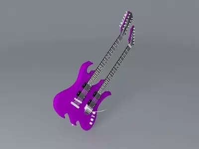 B C Rich Wave double neck guitar Free 3D model
