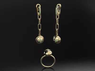 Star Set ring and earrings  3D print model