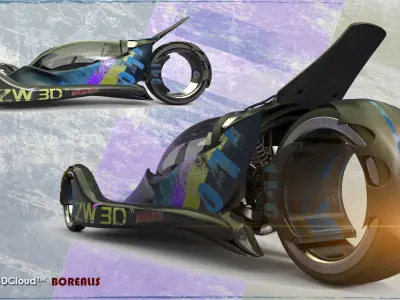 All Terrain Hubless Wheel Space Motocycle 3D model