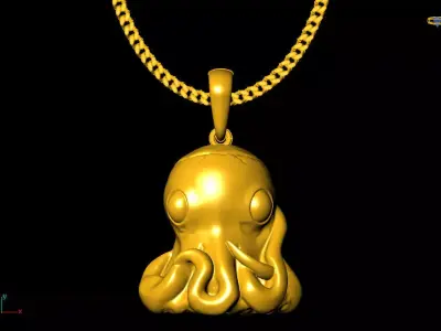 Octopus pendant charms - one inch pendant 3D print model purchase