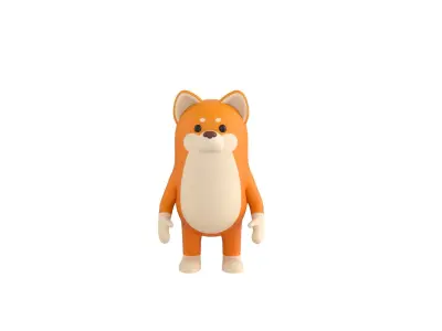 Rigged Shiba Dog Character 3D model