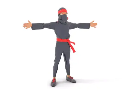 Stylized Ninja Model Pack with Red Accents Low-poly 3D model