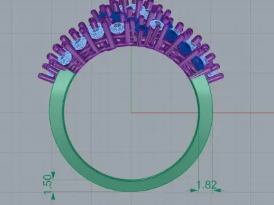 Luxury Diamond Wide Ring 562 3D print model