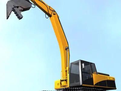 Hydraulic Excavators with demolition bucket 3D model