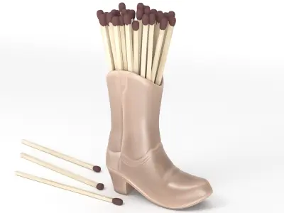 Ceramic  boot with matches 3D model