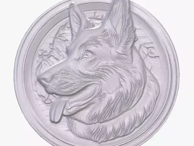German Shepherd 1 basrelief for 3D printing 3D print model