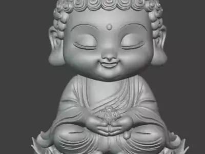 Chibi Buddha with Lotus Base 3D print model