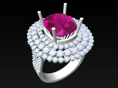 Oval Stone Ring - Womens Rings - N3057 3D print model