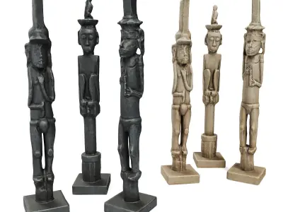 African totems sculpture Low-poly 3D model