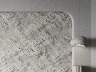 Headboard 5 stone wall with lamp 3D model