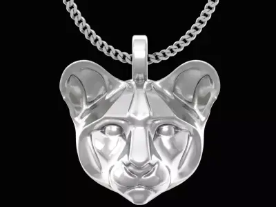 lioness head pendant - one inch pendant 3D print model