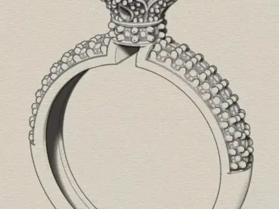 luxury jewelry engagement ring  3D print model