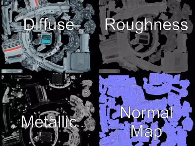 Futuristic Engine Module model pack Low-poly 3D model