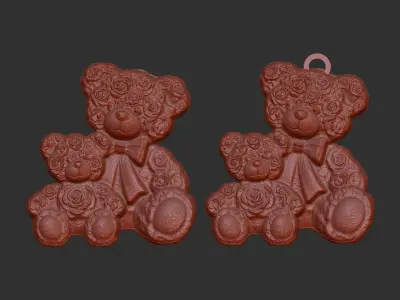 rose teddy cute pentant  3D print model