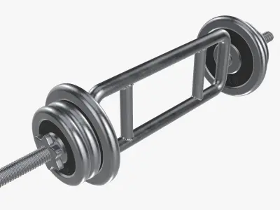 Triceps weight bar and weights 3D model