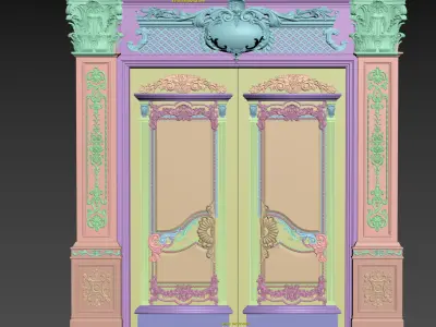Royal style gold plated classic door E 3D model