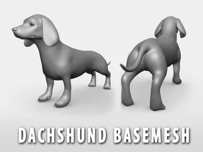 Dachshund Dog BaseMesh Low-poly 3D model