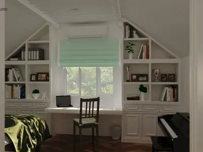 Green Bedroom Set 3D model