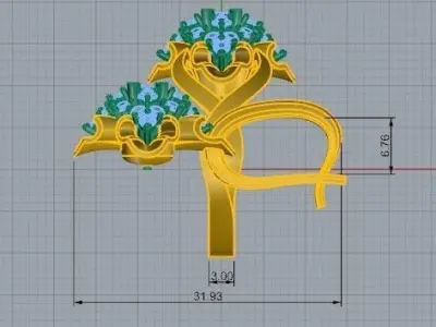 Flower Twisted Ring With Leverback Earring 2437 3D print model