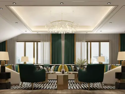 Luxury living room interior 3D model