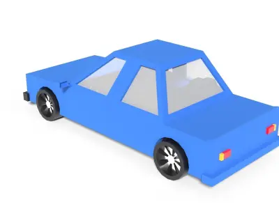 Low Poly Sedan Car Low-poly 3D model