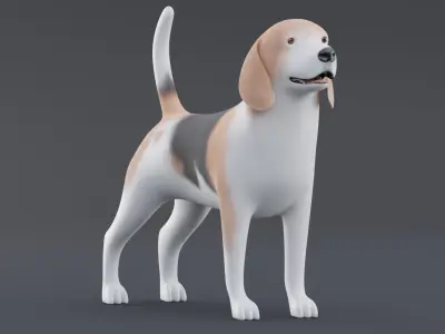 Dog Beagle Low Poly Model Game AR VR Low-poly 3D model