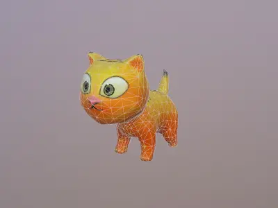 Low poly Cat with 4 skins Low-poly 3D model