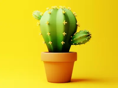 Stylized Potted Cactus - Low Poly Game and Print Asset 3D model
