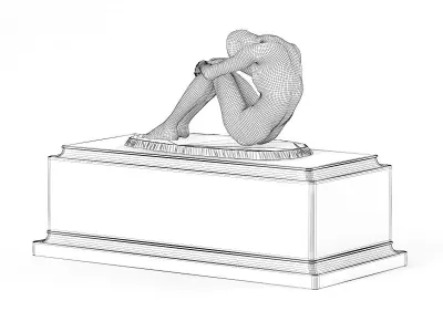 Clock with Metal Sculpture 3D model