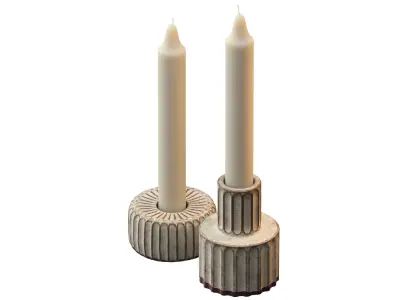 Ceramic Candle and Holders 3D model