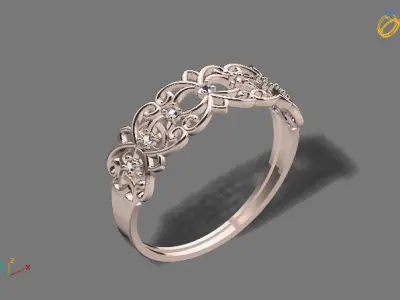 Womens Diamond Signet Ring Women Rings 3dmodels 3D print model 3D print model