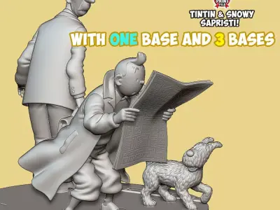 TINTIN and Snowy Sapristi Classic Street 3D print ready Diorama 3D print model