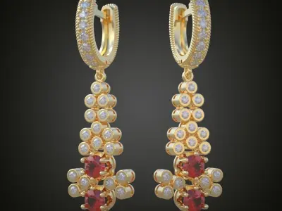 Earring 3D model 3D printable model 0073-9 Free 3D print model