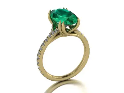 Jewelry Ring Emerald Gemstone 3D print model