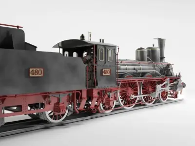 Orleans 1893 Steam Locomotive 3D model