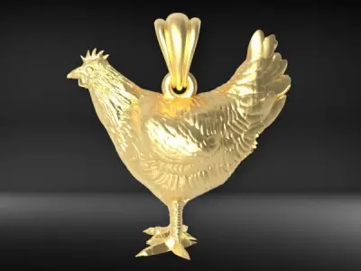 Hen Chicken Pendant 3D print model
