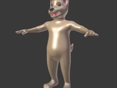 Cartoon Mascot Dog - Wolf Low-poly 3D model