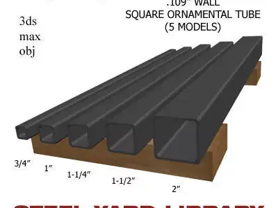 109in Wall Square Ornamental Tube 3D model