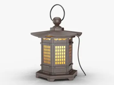Japanese Style Wood Lantern 3D model