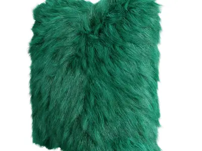 Green pillow fur sheepskin 3D model