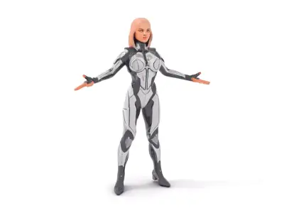 SciFi Warrior Female Character Rigged and Animated Low-poly 3D model