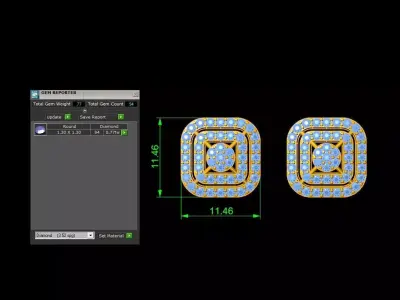 Square Diamond Earring 3D print model