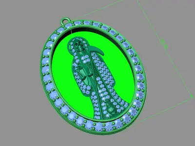  santa muerte holy death small size pendant 3D STL 3DM skull 3D print model