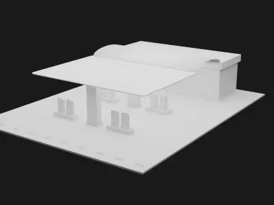 Petrol Station  Low-poly 3D model