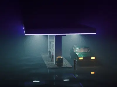 The car is in atmospheric refueling Low-poly 3D model