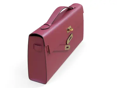 Hermes Kelly Cut Clutch Red Leather Low-poly 3D model