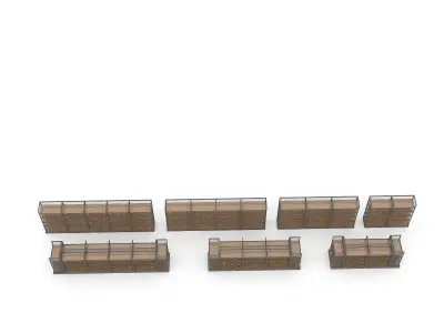 3D various market stands model Low-poly 3D model